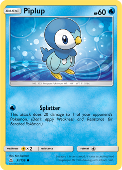 SUN AND MOON, Ultra Prism - 31/156 : Piplup (Reverse Holo) (5469814063270)