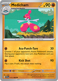 SCARLET AND VIOLET, Base Set - 111/198 : Medicham (Non Holo) (7911313965303)