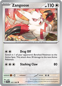 SCARLET AND VIOLET, Base Set - 147/198 : Zangoose (Non Holo) (7911317733623)