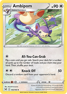 SWORD AND SHIELD, Lost Origin - 145/196 : Ambipom (Reverse Holo) (7772603416823)