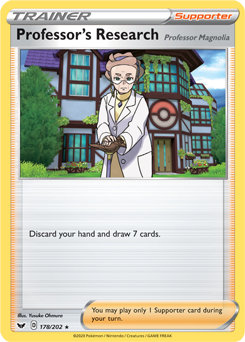 SWORD AND SHIELD, Base Set - 178/202 : Professor's Research (Holo) (6106473660582)