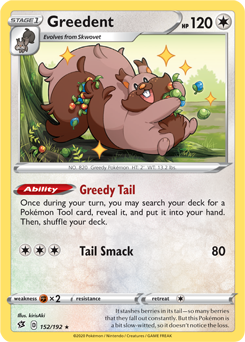 SWORD AND SHIELD, REBEL CLASH - 152/192 : Greedent (Reverse Holo) (5638075547814)