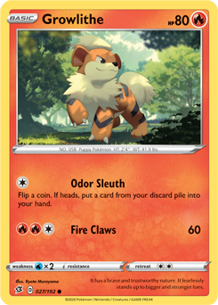 SWORD AND SHIELD, REBEL CLASH - 027/192 : Growlithe (Reverse Holo) (5634729246886)
