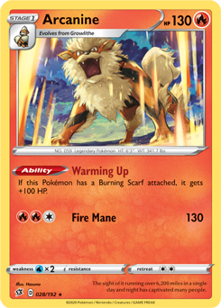 SWORD AND SHIELD, REBEL CLASH - 028/192 : Arcanine (Reverse Holo) (5634730885286)