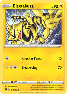 SWORD AND SHIELD, REBEL CLASH - 058/192 : Electabuzz (Reverse Holo) (5634745172134)