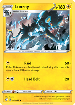 SWORD AND SHIELD, REBEL CLASH - 062/192 : Luxray (Reverse Holo) (7494974374135)