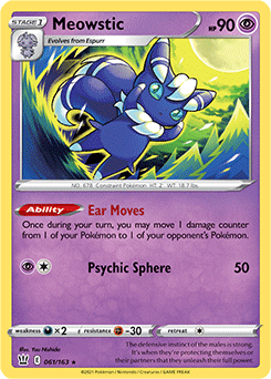 SWORD AND SHIELD, Battle Styles - 061/163 : Meowstic (Holo) (6860778406054)