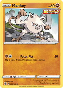 SWORD AND SHIELD, Battle Styles - 066/163 : Mankey (Reverse Holo) (7496700821751)