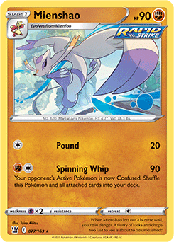 SWORD AND SHIELD, Battle Styles - 077/163 : Mienshao (Reverse Holo) (6860832145574)