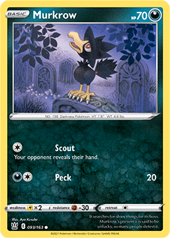 SWORD AND SHIELD, Battle Styles - 093/163 : Murkrow (Reverse Holo) (7496702427383)