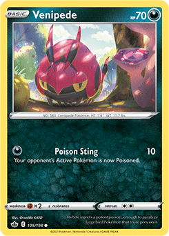 SWORD AND SHIELD, Chilling Reign - 105/163 : Venipede (Reverse Holo) (6863012823206)