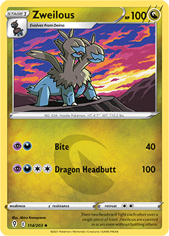 SWORD AND SHIELD, Evolving Skies - 114/203 : Zweilous (Reverse Holo) (7744061047031)