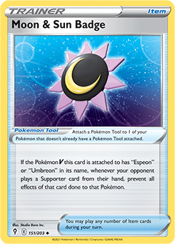 SWORD AND SHIELD, Evolving Skies - 151/203 : Moon & Sun Badge (Reverse Holo) (7744063471863)