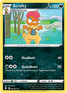 SWORD AND SHIELD, Evolving Skies - 099/203 : Scrafty (Reverse Holo) (7744059998455)