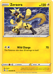 SWORD AND SHIELD, Fusion Strike - 102/264 : Zeraora (Reverse Holo) (7725159710967)