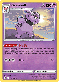 SWORD AND SHIELD, Fusion Strike - 116/264 : Granbull (Reverse Holo) (7725163249911)