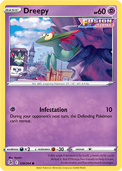 SWORD AND SHIELD, Fusion Strike - 128/264 : Dreepy (Reverse Holo) (7725166887159)