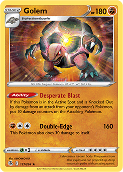 SWORD AND SHIELD, Fusion Strike - 137/264 : Golem (Reverse Holo) (7725169443063)