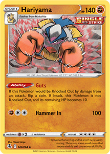 SWORD AND SHIELD, Fusion Strike - 143/264 : Hariyama (Reverse Holo) (7725171048695)