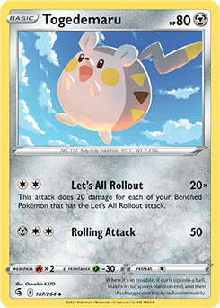 SWORD AND SHIELD, Fusion Strike - 187/264 : Togedemaru (Reverse Holo) (7725177274615)