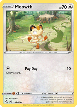 SWORD AND SHIELD, Fusion Strike - 199/264 : Meowth (Reverse Holo) (7725178618103)