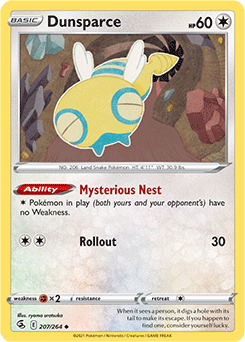 SWORD AND SHIELD, Fusion Strike - 207/264 : Dunsparce (Reverse Holo) (7725179601143)