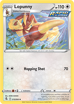 SWORD AND SHIELD, Fusion Strike - 213/264 : Lopunny (Reverse Holo) (7725181632759)