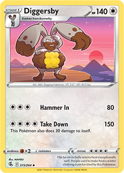 SWORD AND SHIELD, Fusion Strike - 215/264 : Diggersby (Reverse Holo) (7725182615799)