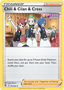 SWORD AND SHIELD, Fusion Strike - 227/264 : Chili & Cilan & Cress (Reverse Holo) (7725184975095)