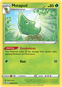 SWORD AND SHIELD, Fusion Strike - 002/264 : Metapod (Reverse Holo) (7725142507767)