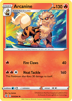 SWORD AND SHIELD, Fusion Strike - 033/264 : Arcanine (Reverse Holo) (7725149716727)