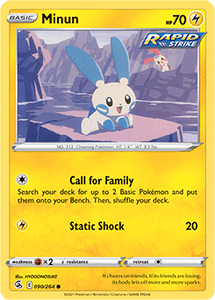 SWORD AND SHIELD, Fusion Strike - 090/264 : Minun (Reverse Holo) (7725156466935)