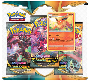 Pokemon 3 Pack Blister: Flareon - Sword and Shield Darkness Ablaze (5379988848806)