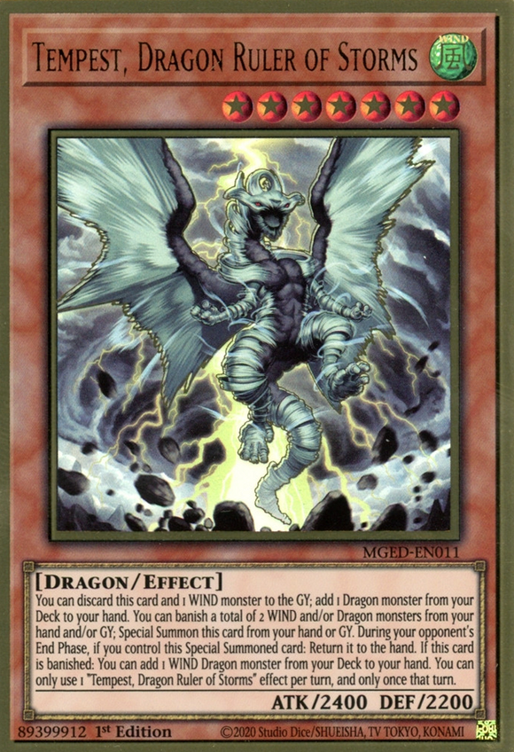 Maximum Gold - MGED-EN011 : Tempest, Dragon Ruler of Storms (Premium Gold Rare) - 1st Edition (7810756477175)