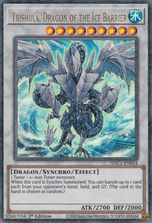 Hidden Arsenal: Chapter 1 - HAC1-EN054 : Trishula, Dragon of the Ice Barrier (Duel Terminal Ultra Parallel Rare) - 1st Edition (7556620222711)