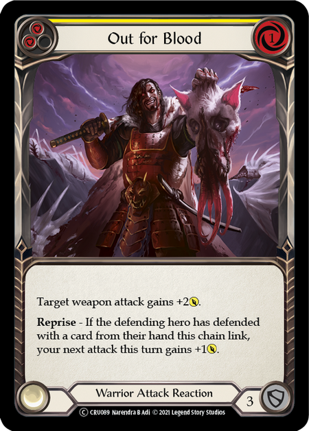 Crucible Of War (UNL) - CRU089 : Out For Blood (Yellow) (Rainbow Foil) (7121361633446)