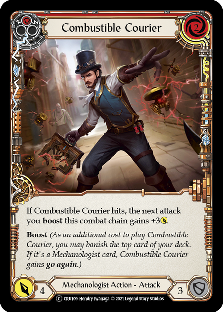 Crucible Of War (UNL) - CRU109 : Combustible Courier (Red) (Rainbow Foil) (7121435590822)