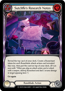 Crucible Of War (UNL) - CRU156 : Sutcliffe's Research Notes (Blue) (Rainbow Foil) (7121463279782)