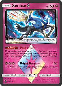SUN AND MOON, Lost Thunder - 144/214 : Xerneas (Prism Holo) (7023251030182)