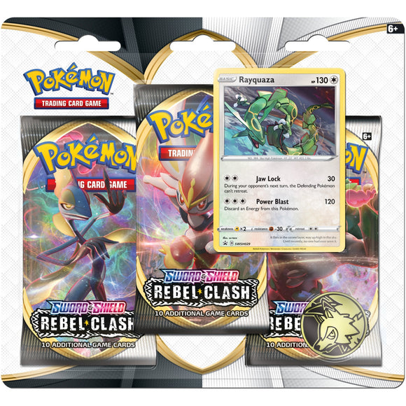 Pokemon 3 Pack Blister: Rayquaza - Sword and Shield Rebel Clash (5389409583270)