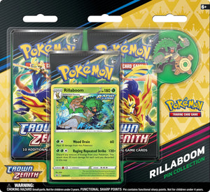 Pokemon - 3 Pack Pin Blister: (Rillaboom) - Crown Zenith (7837694558455)